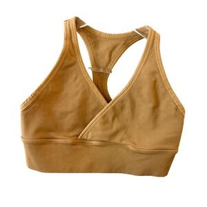 NUX Women's Size M Tan Racerback Sports Bra Yoga Fitness Workout Top